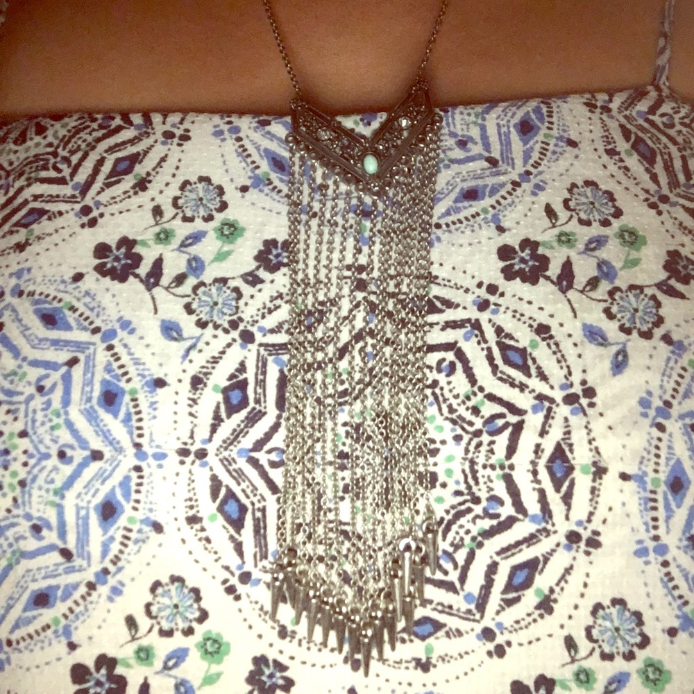 Silver multi strand charm necklace